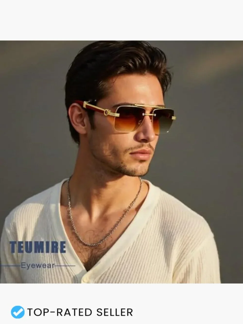 Fashion Rimless Rectangle Sunglasses Frameless Square Sun Glasses UV Protection